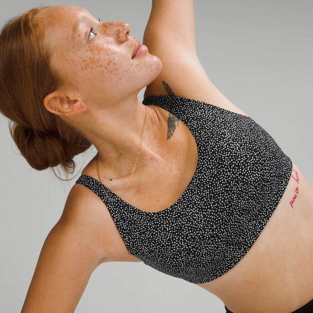 Lululemon In Alignment Straight Strap Bra in Double Dimension Starlight Black